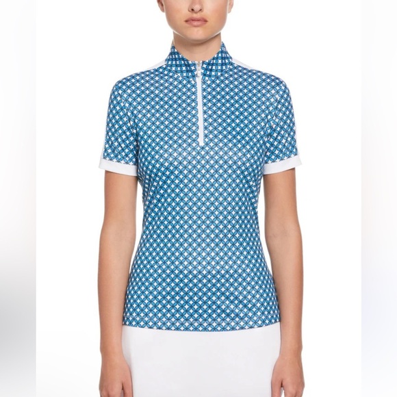 CALLAWAY APPAREL Women's Geo Print Golf Polo top Sz M - Picture 1 of 4
